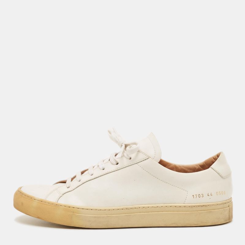 Common Projects Achilles Size 44 White Leather Lace Up Sneakers